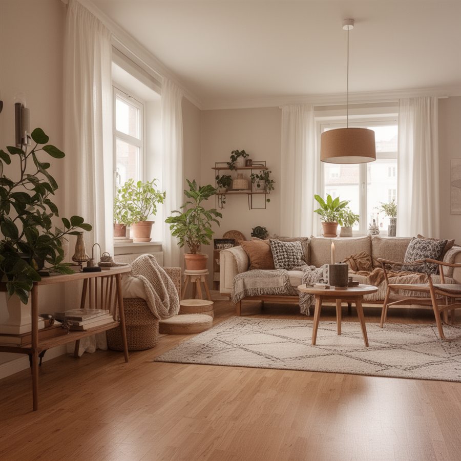 Furnished living room made with virtual staging