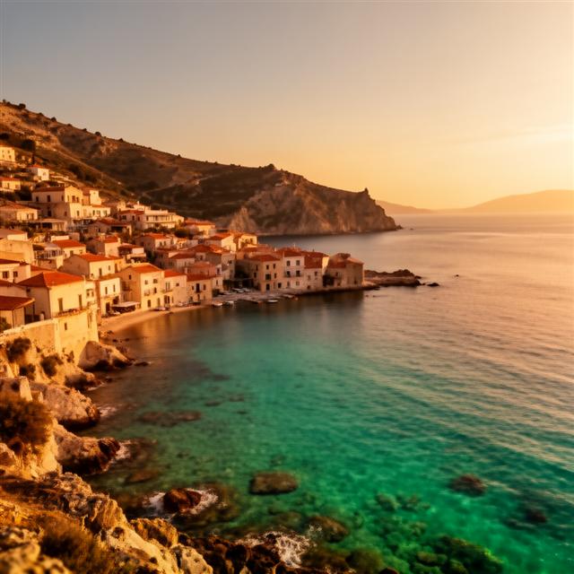 AI photo of a Mediterranean coastal village
