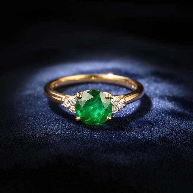 AI jewelry photo of an emerald ring